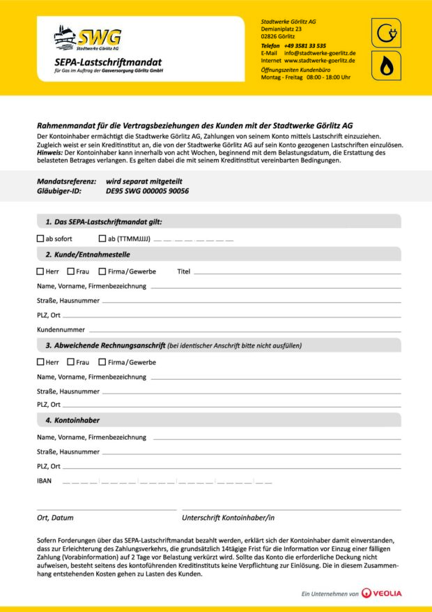 Vorschau: SEPA Mandat